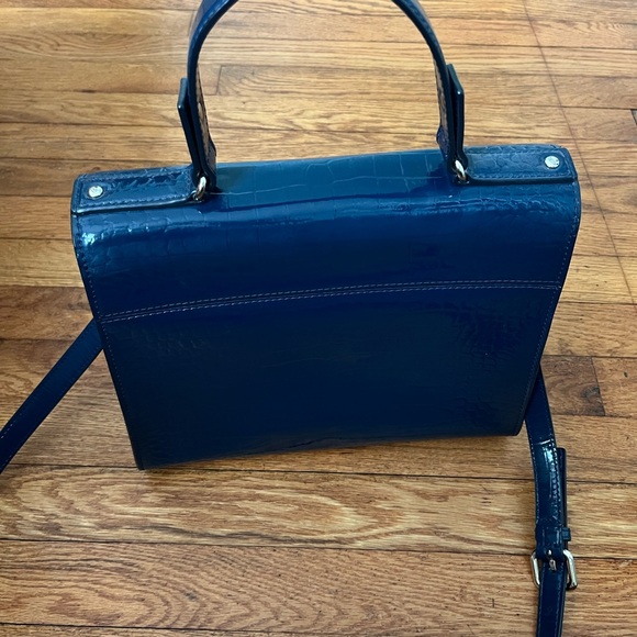 Kate Spade Navy Blue Croc-Embossed Women's Bag, Knightsbridge Doris satchel - Picture 3 of 7